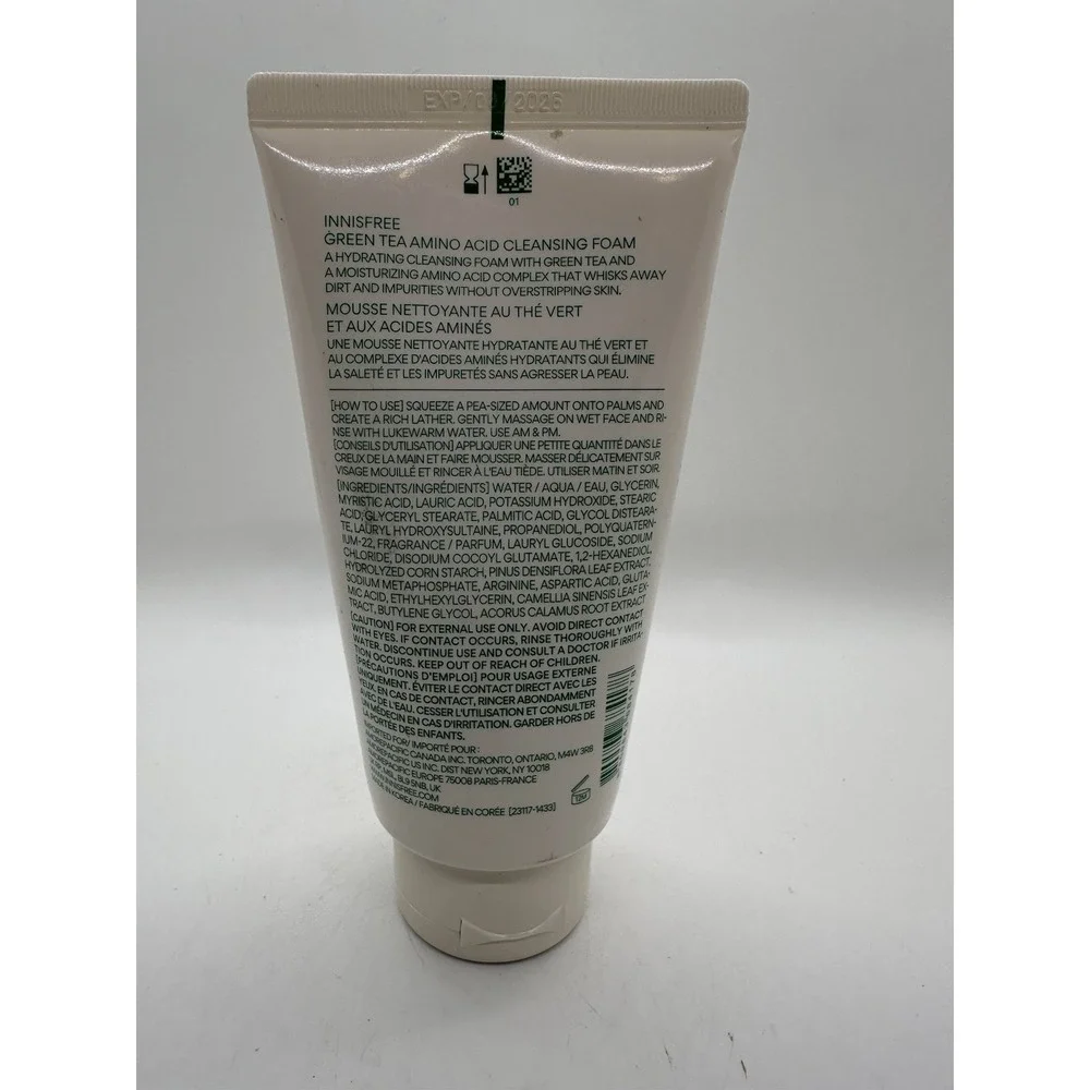 innisfree Green Tea Amino Acid Cleansing Foam, Sulfate Free,‎ 5.07 oz